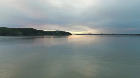Water Fly-Over at Dusk Stock Footage 63496701