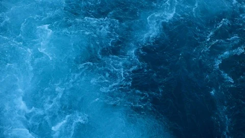 Water foam trace behind the ship Stock Footage 115485460