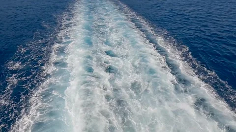 Water foam trace behind the ship Stock Footage 317549442