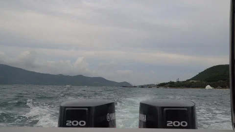 Water foam trace behinde speed boat. Stock Footage 111910607