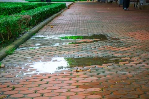 Water on foothpath Stock Photos