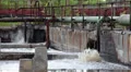 Water fountain due oxygen supply by pipelines to the sludge volumes HD Footage