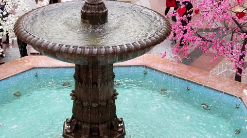 Water fountain inside the building top view Stock Footage 267001853