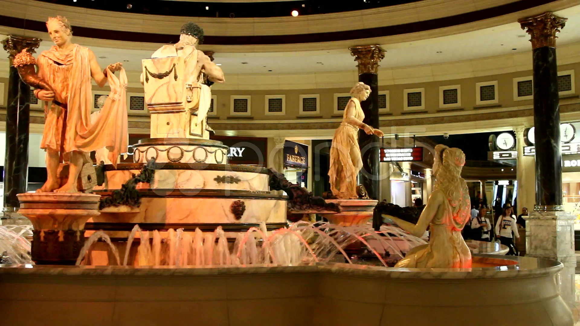 Water fountain inside Caesars Palace Hot, Stock Video