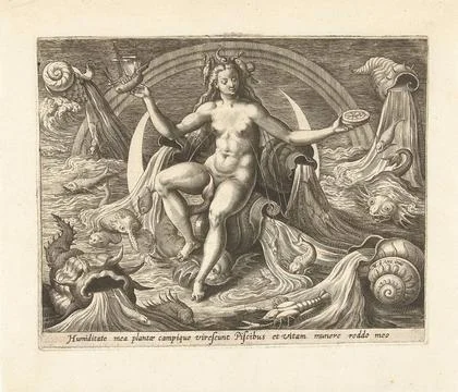 Water; The four elements. The element of water, personalized by a river go... Stock Photos