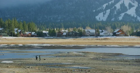 Water front properties at Big Bear Lake, California Stock Footage 115069731