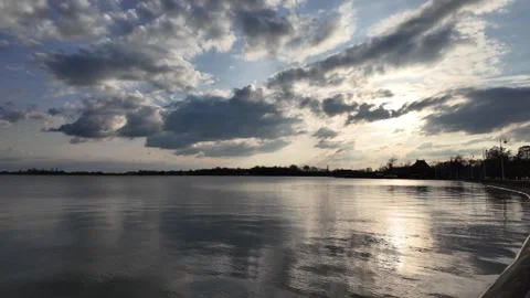 A water front with a view of a lake. Stock Footage 317682139