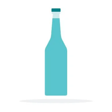 Water in the glass bottle vector flat material design isolated object on white Stock Illustration
