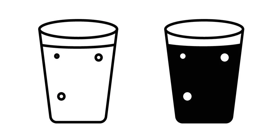 Water glass icon bundle for website design projects Stock Illustration