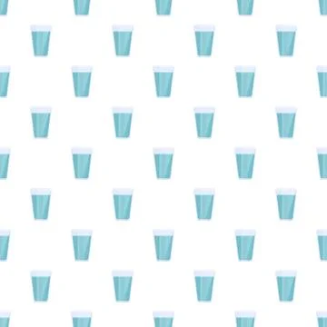Water glass repeating pattern seamless white background Stock Illustration