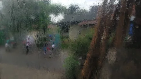Water on the glass window Stock Footage 208820696