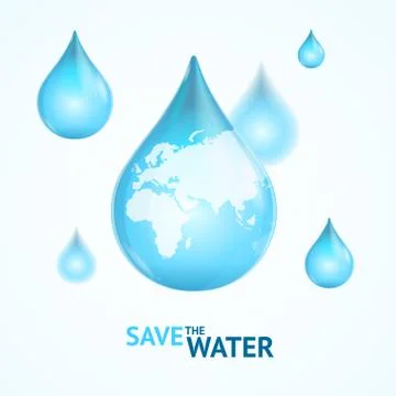 Water Globe Save Concept. Vector Stock Illustration