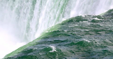 Water going over Niagara Falls in slow motion, close up Stock Footage 293043227
