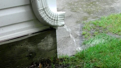 Water From Gutter After Rain Stock Footage 129656241