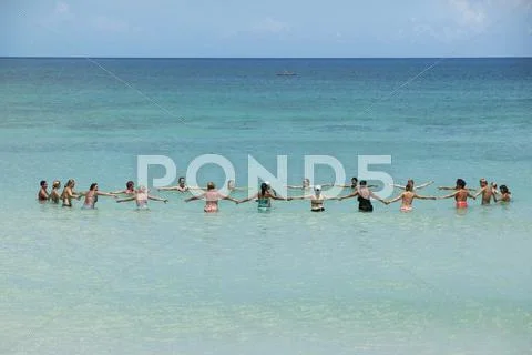 Water Gymnastics, Beach Of Varadero, Cuba, Central America, Caribbean