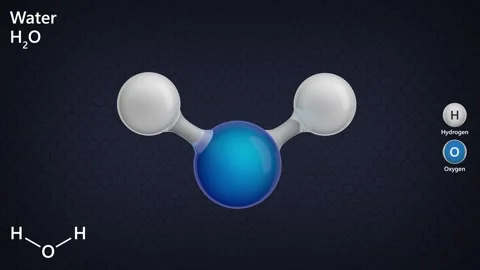 Water (H2O). Dark background. 3D render Vídeo Stock 287305578