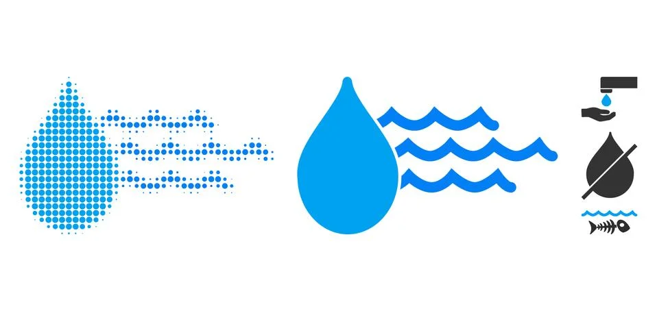 Water Halftone and Solid Icon Stock Illustration