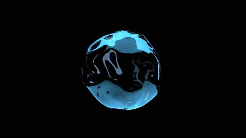 Water has the form of drops without gravity. 3D rendering. Video stock 102839885