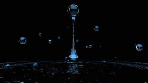 Water has the form of drops without gravity. 3D rendering. Stock-Footage 102864679