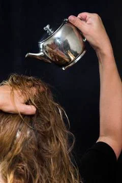 Water On A Head 库存照片