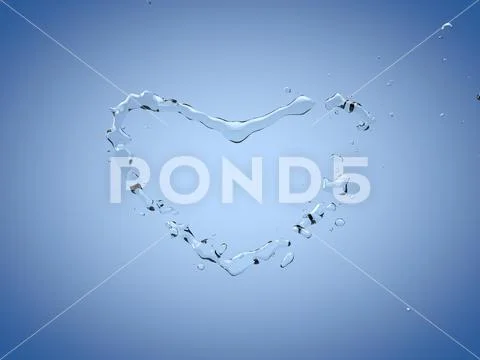 Water Heart on Blue Background Stock Illustration