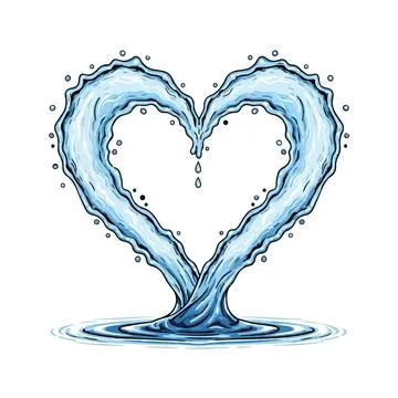Water Heart Shape Splash Isolated Stock Illustration