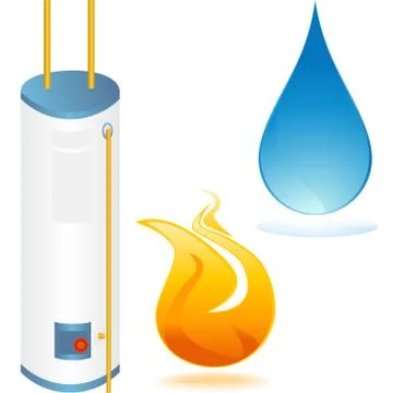 Water heater with element icons Stock Illustration