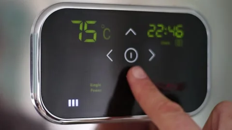 Water heater. Touch panel. Temperature down Vídeo Stock 59776385