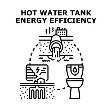 Water heating system energy efficiency concept vector Stock Illustration