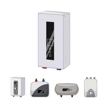 Water heating system with various modern electric boilers Stock Illustration