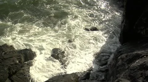Water Hitting Rocks Stock Footage 11856419
