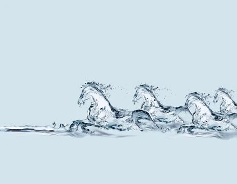 Water Horses Galloping Stock Illustration