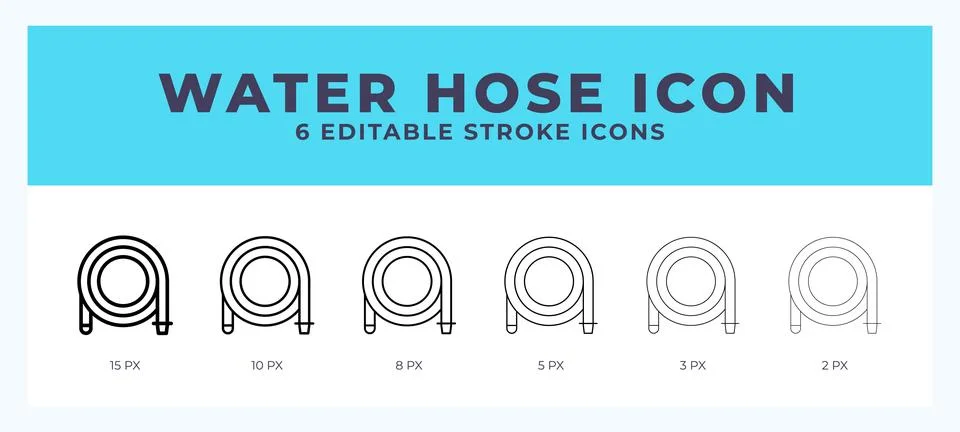 Water hose icon vector for web. And mobile app. Editable stroke outline icon. Stock Illustration