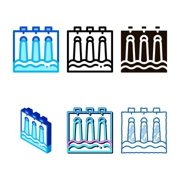 Water hydraulic engineering station vector icon concepts Stock Illustration