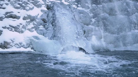 Water with ice at mountain 스톡 동영상 87555932