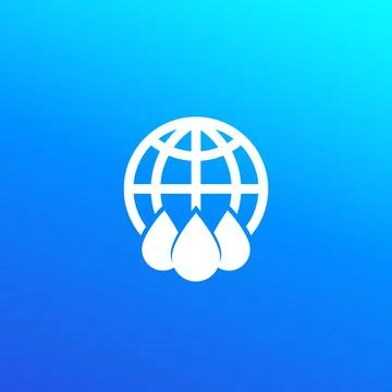 Water icon with globe, vector logo Stock Illustration
