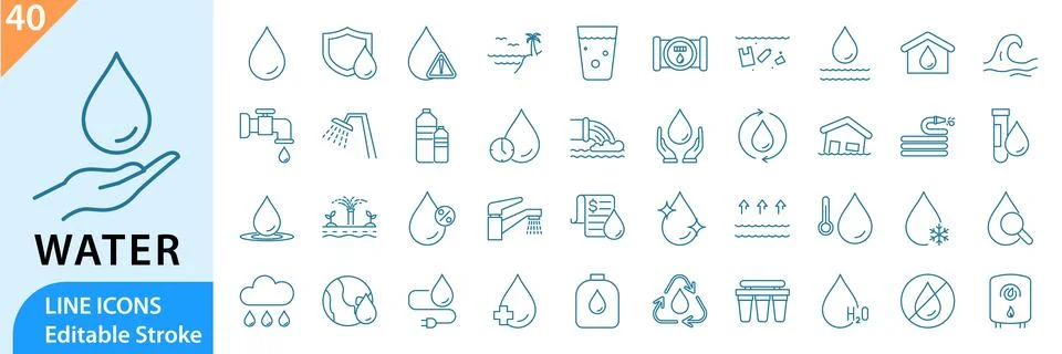 Water icon set Stock Illustration