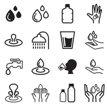 Water icons set Illustrazione stock