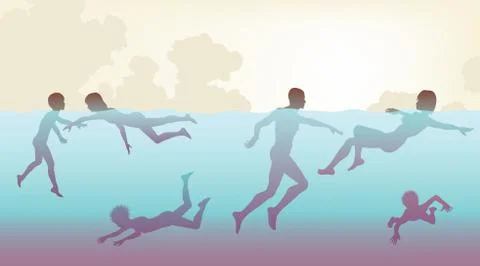 In the water Stock Illustration