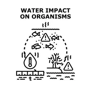 Water impact on organisms causing environmental degradation concept Stock Illustration