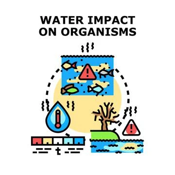 Water impact on organisms causing environmental degradation concept Stock Illustration