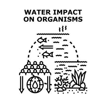 Water impact on organisms ecological environment concept vector Stock Illustration