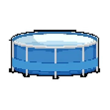 Water inflatable swimming pool pixel art vector illustration Stock Illustration