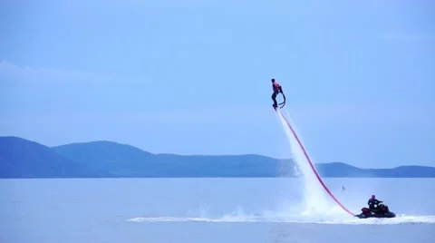 Water Jet Man Stock Footage 12313571