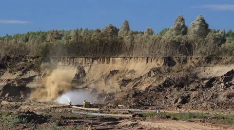 Water jet in open pit Stock Footage 43053021