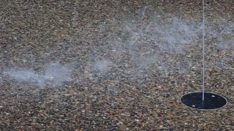 Water Jets, Drops, Splashes Falling In City Fountain. 4K. Slow Motion Video Stock Footage 285568743