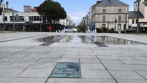 Water jets on the Place de la Vendée Video stock 330541901