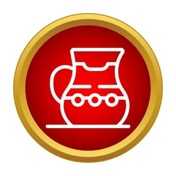 Water jug server icon in red circle Stock Illustration