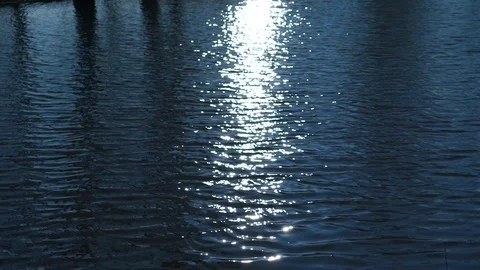 Water in the lake with a sun reflection on it, slow motion Stock-Footage 88398467