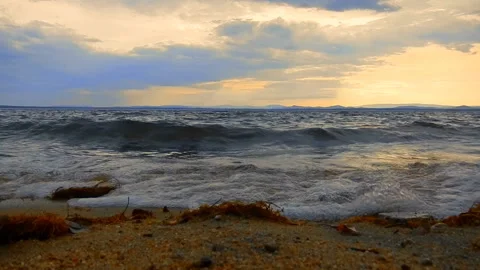 Water in lake in sunset light Video stock 130854092